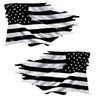 Black & White Tattered Mirrored USA Flag Sticker 2 Pack