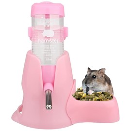 Norhogo hamster water bottle with stand, Hamsters Water Bottle Automatic Feeder with Stand 80ml ater and Food Dispenser for Small Animals, Guinea Pig, Rat, Rabbit, Dwarf, Gerbil, Chinchilla, pink