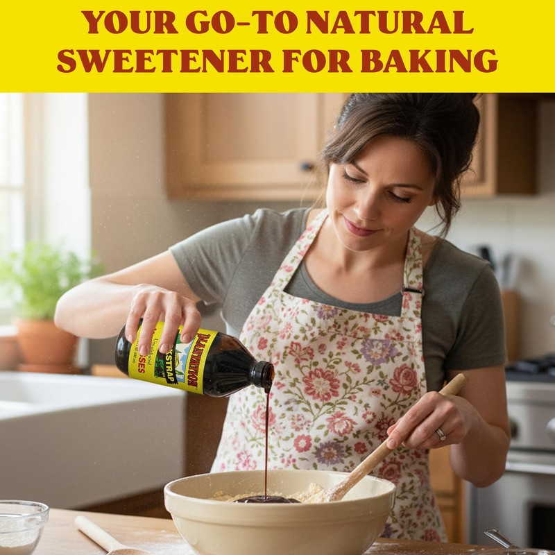 Plantation Blackstrap Molasses 15 oz Bottle – Unsulphured, Rich Robust