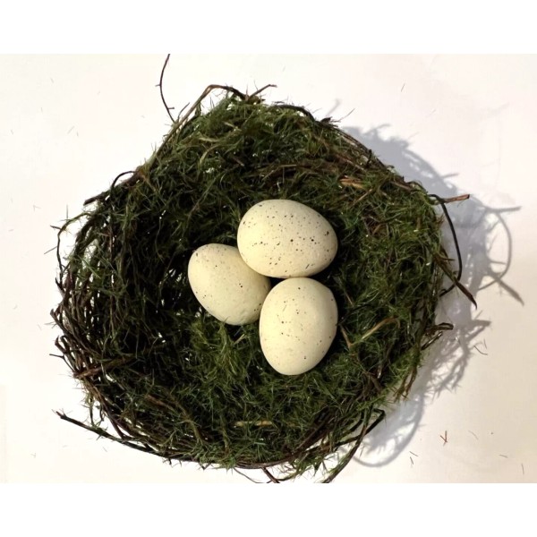 Creative Co-Op Faux Bird Nest with 3 Eggs Clip On