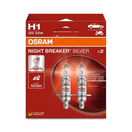 OSRAM NIGHT BREAKER® SILVER, H1, halogen headlight lamps, Hanging folding box (2 lamps)
