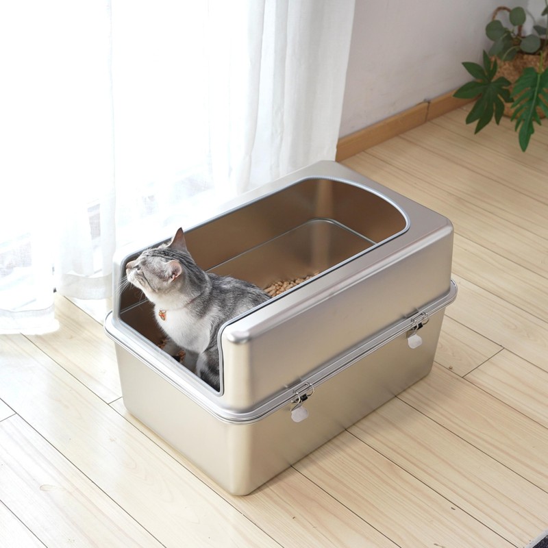 Sorstrem 8" Sifting Cat Litter Box with Lid Stainless Steel