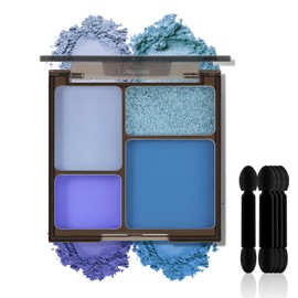 Apooliy 4 Colors Eyeshadow Powder,Waterproof EyeShadow Palette with Eyeshadow Applicator,Highly Pigmented Eye Makeup Long Lasting