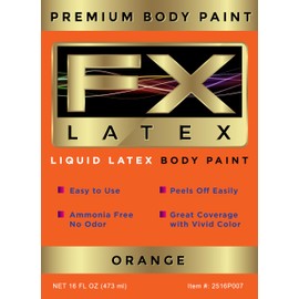 Liquid Latex - Face and Body Paint, Ammonia Free, Easy On and Off, Cosplay Makeup, Create Professional Monster, Zombie Arts 16 Oz (Orange)