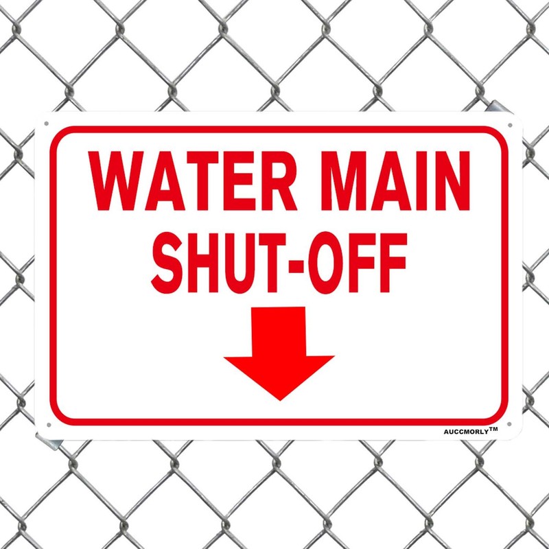 AUCCMORLY 8"x12" Aluminum Sign, Water Main Shut-Off Sign, Metal Sign