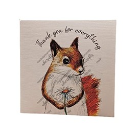 Thank You for Everything 300gsm Linen Effect Card with Adorable Squirrel Holding a Daisy - Perfect for Showing Gratitude