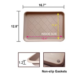 PetLike Boot Tray for Entryway Indoor, Pet Food Mat, 16.7 x 12.8 inch 2 Packs, Waterproof Shoe Tray for Indoor and Outdoor, Multi-Purpose Trays for Boots, Shoes, Pets, Garden