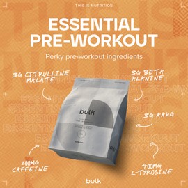 Bulk Essential Pre-Workout, Sour Raspberry, 375 g