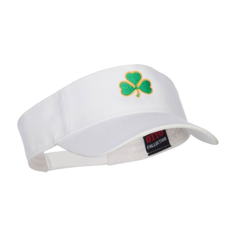 Shamrock Embroidered Sun Visor - White OSFM