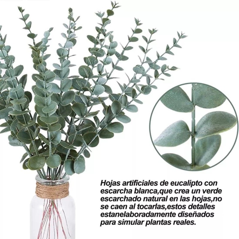 Baixi 24 Piezas Tallos De Eucalipto Decoración Hojas Artificiales