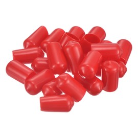 sourcing map 100pcs Rubber End Caps 10.5mm(7/16") ID Vinyl PVC Round Tube Bolt Cap Cover Screw Thread Protectors Red