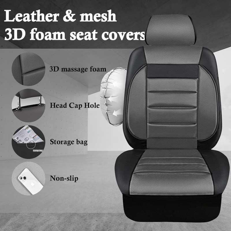 CAR PASS Leather Seat Covers Full Set Universal Water Resistant