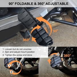 VG MOTO Motorcycle 1.25" Long Angled Highway Footpegs Adjustable Foot Pegs Footrests with Clamps Mounts kit Compatible with Harley Touring Sportster Softail Street Glide with 1 1/4 inch Engine Guard