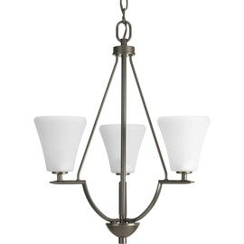 Bravo Collection 3-Light Antique Bronze Etched Glass Modern Chandelier Light