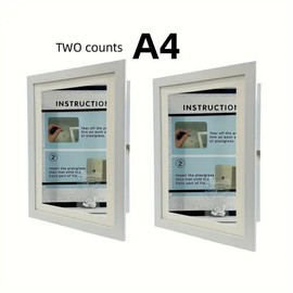 Magnetic Front Open Photo Frame, 2 Counts Art Flap Photo Frame Hold 100 Pictures, Wall Mounted & Tabletop Display Frame for Home Office Decor - Color: White, Specification: one-size