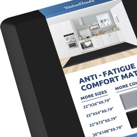 KitchenClouds KitchenClouds Kitchen Mat Cushioned Anti Fatigue Rug 30"x108" Waterproof, Non Slip, Standing and Comfort Desk/Floor Mats for House Sink Office (Black,0.8inch)