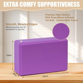 Flintronic Yoga Blocks Set of 2, Sports Yoga Blocks, Gym Bricks, Non-Slip Lightweight Yoga Block, High-Density EVA Foam Yoga Blocks for Yoga Pilates Training and Home Exercise, Purple+Blue