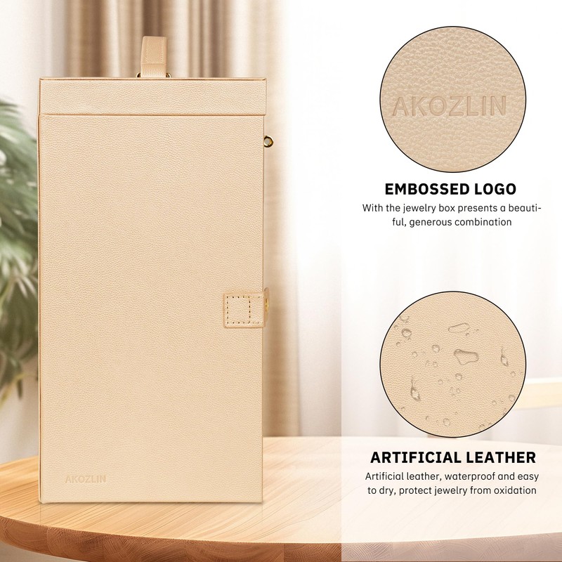 AKOZLIN Huge Jewelry Box Organizer Functional Extra Large Leather Jewelry