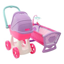 Carriolita Y Cuna Para Muñecas Combo Baby Prinsel Rosa