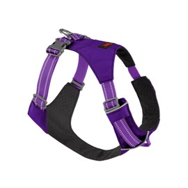 Tuff Pupper All-Day Wear Dog Harness | for Walking, Trail Running, Hiking | Front & Back Leash Clips | Reflective Trim | Easy On/Off Buckles | Lightweight Breathable | No Pull Design (XXXS, Purple)
