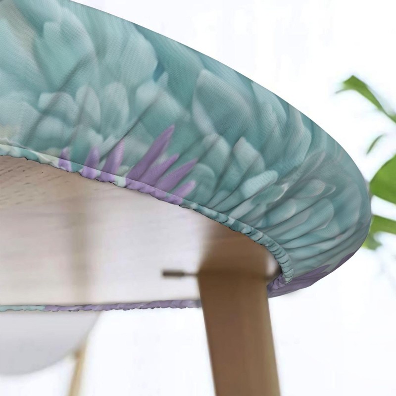 Futterya Round Tablecloth Dahlia Flowers Fitted Elastic Waterproof Wipeable Table