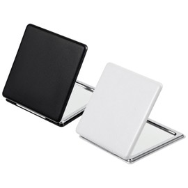 Hpmjz 2 Pcs Compact Makeup Mirrors Black Elegant Vanity Mirror Magnifying Foldable Cosmetic Mirrors Portable Beauty Mirror for Handbag Pocket Wallet Classical PU Leather Daily Work Business