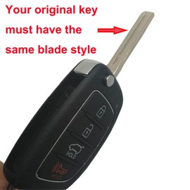 4 Buttons Uncut Blank Flip Replacement Key Fob Case fit for Hyundai Sonata Santa Fe Key Fob Cover
