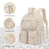 Lrenagao 3Pcs Corduroy School Backpack for Girls, Kids Large Capacity
