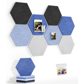 Large Felt Notice Board, Self-Adhesive Cork Board, Felt Board with 30 Pins, Pack of 8 Cork Wall, Felt Board, Memo Boards, Bulletin Board, Memo Boards, Wall Decoration for Office, Kitchen