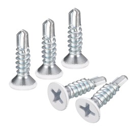 uxcell #8 x 3/4" White Screws Self Drilling Screws, 100pcs Flat Head Phillips Sheet Metal Screw Wood to Metal Screws