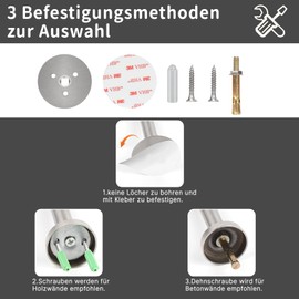 CKLHCFF Door Stopper Stainless Steel (1 Piece), Premium Door Stopper No Drilling with Rubber Ring, Silver Door Stopper, Solid Stainless Steel, Heavy Door Stopper (Silver, 15 cm/5.9 inches)