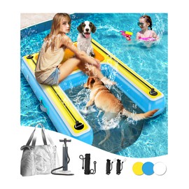 Inflatable Water Ramps,Multi-Use Large Dog Floats Ladder for Pool Boat Dock Lake,Non-Slip One-piece Ramp Mesh Swimming Plank for Adults Children Dogs Up to 240 lbs,Swimming Float Water Toys