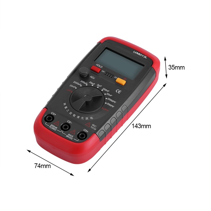 Digital Capacitance Meter, Multimeter Professional Capacitor Tester, 0.1pF-20,000uF Capacitor Tester,