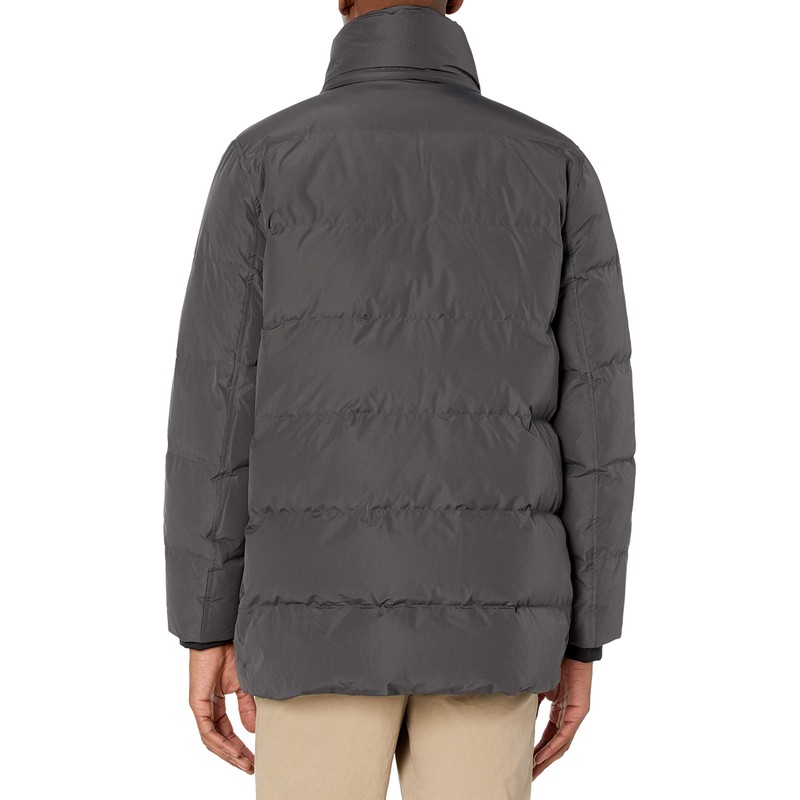 Andrew Marc Men's Mid Length Down Jacket, CAPPUCINO (GATTICA), Large