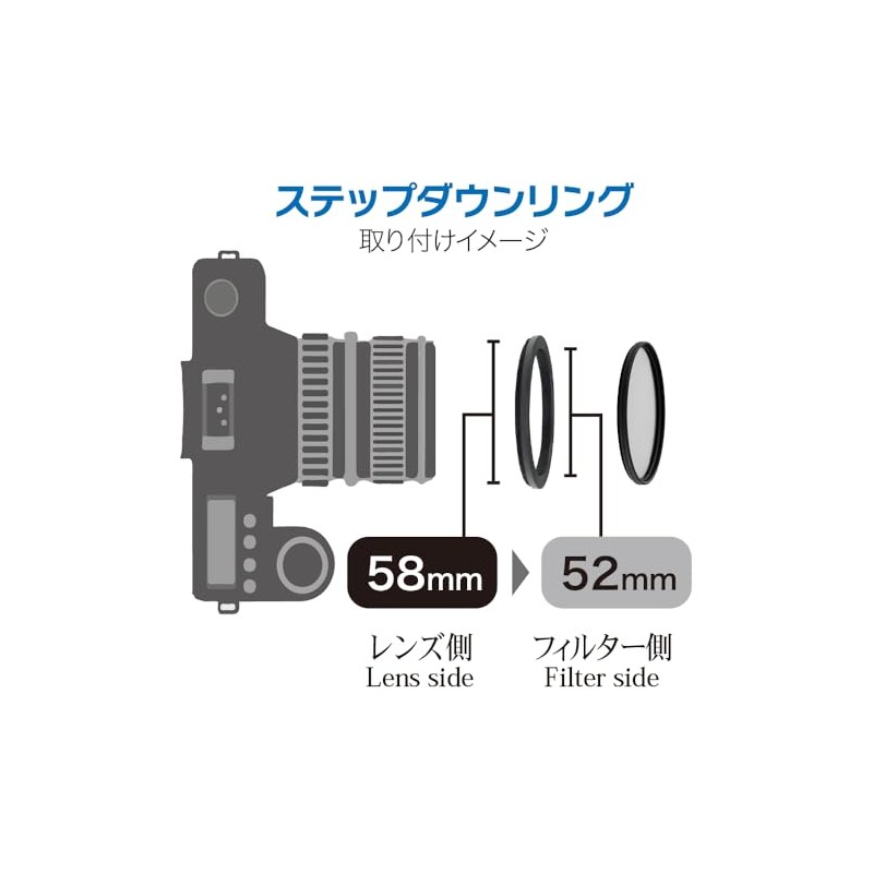 Marumi 907101 Step-Down Ring Filter Diameter Converter Adapter 58mm to