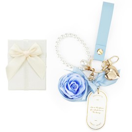 SENJWARM Preserved Flower Keychain, Never Withered Flowers, Women's, Friends, Gift, Mother's Day Gift, Popular Gift for Girlfriend, Wife, Wedding Gift, Popular, Birthday, Anniversary, Valentine's Day, Valentine's Day, White Day, Valentine's Day, White Festival, Retirement, Housewarming, Respect for the Aged Day, School Entrance, Graduation Gift (Blue)