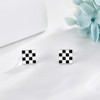 URONE Checkered Earrings 925 Sterling Silver Black and White Checkered
