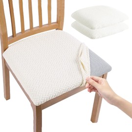 MeYuxg Chair Cover Seat Area, 2-Piece High Stretch Seat Cover Chair Dining Room Chair Protector Slipcover, Anti-Dust Chair Cover, Washable, Removable Seat Covers for Dining Room, Kitchen (2, Beige)