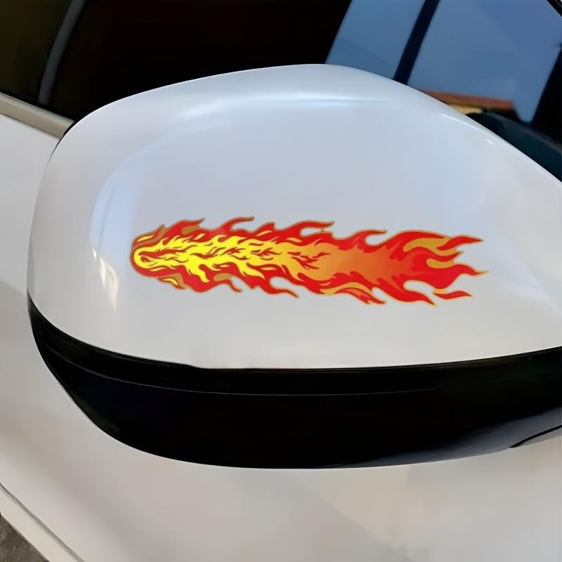 Flame Car Sticker, Red and Yellow Fire Design, Waterproof Vinyl,