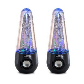beFree Sound Bluetooth LED Dancing Water Multimedia Speakers in Black, (BFS-Shelf Speaker)