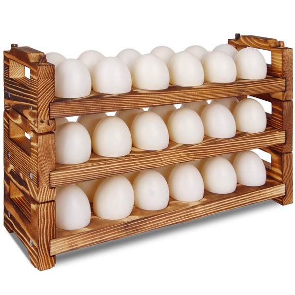 CVHOMEDECO. Wooden Egg Holder Fresh Egg Holders Countertop Firewood Egg