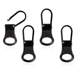 4pcs Zipper Pull Replacement, Detachable Zipper Tab Zipper Pullers Repair Handle Metal Pull Cord Extender Zipper Head Mend Fixer for Clothing Backpack Jackets Pants Boots Luggage (Black)