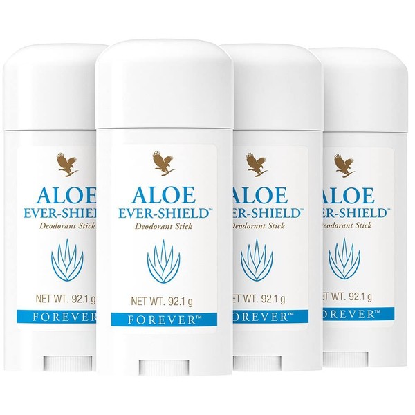 Forever Aloe Ever-Shield® Deodorant Stick, Deodorant without Aluminium and Alcohol, with Nourishing Aloe Vera for Sensitive Skin, Reliable Protection, Dermatest Certified, Pack of 4