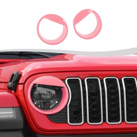 SQQP Front Light Headlight Cover, Angry Bird Style Bezels Trim Kit Compatible with 2024-2025+ Jeep Wrangler JL JLU & Gladiator JT(Pink)