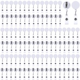 Tatuo 100 Pcs Retractable Badge Reels Round ID Badge Holders Nursing Name Reels with Swivel Alligator Clip and Vinyl Card Strap for Students Teachers Nurses Volunteer(Neutral Style)