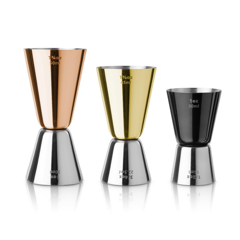 Final Touch Mixed Metal Double Jigger Set - Set of 3 (FTA70361