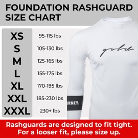 Gold BJJ Foundation Rash Guard - Ranked No-Gi and Gi Jiu Jitsu Rashguard, White (Long Sleeve), 4X-Large