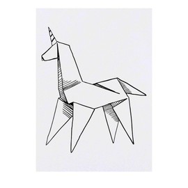 'Unicorn Origami' Temporary Tattoo - Water Resistant, Skin-Safe, Non-Toxic Transfer (TO00079263)