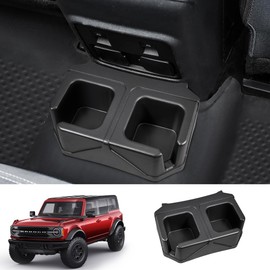 NNET Rear Dual Cup Holder for Ford Bronco 2024 2023 2022 2021 2/4 Door,Back Seat Expander Car Cup Holders Organizer Storage,Bronco Accessories,Black