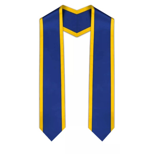 Clerkmans Royal Blue Pointed Graduation Stole with Gold Trim